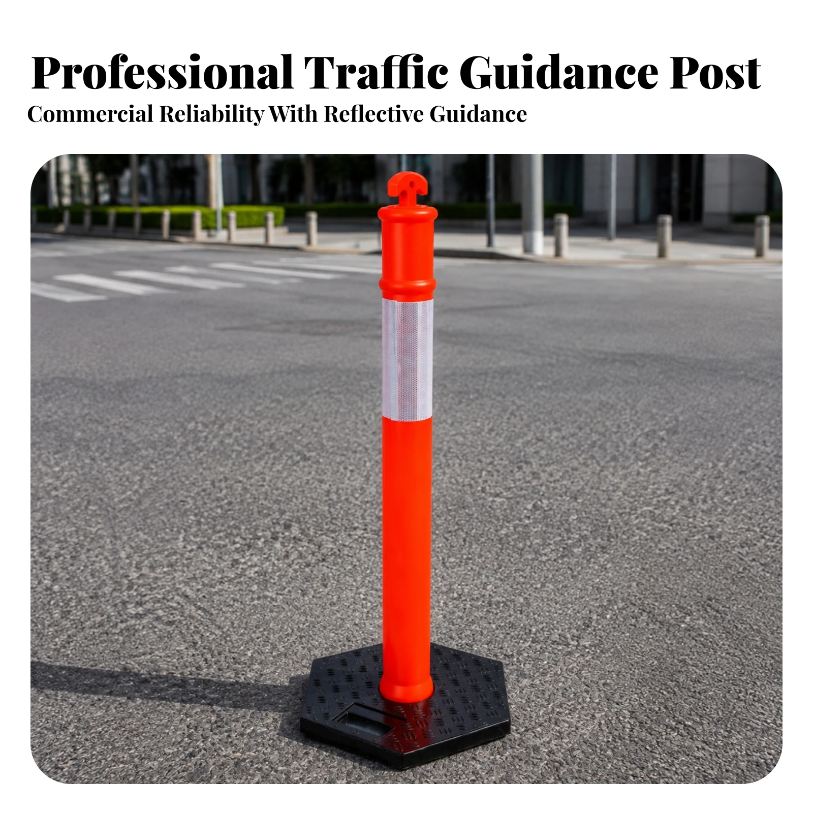 Traffic Warning Post with Weighted Base High-Visibility Delineator Post with Base Traffic Delineator Barrier Reflective Portable