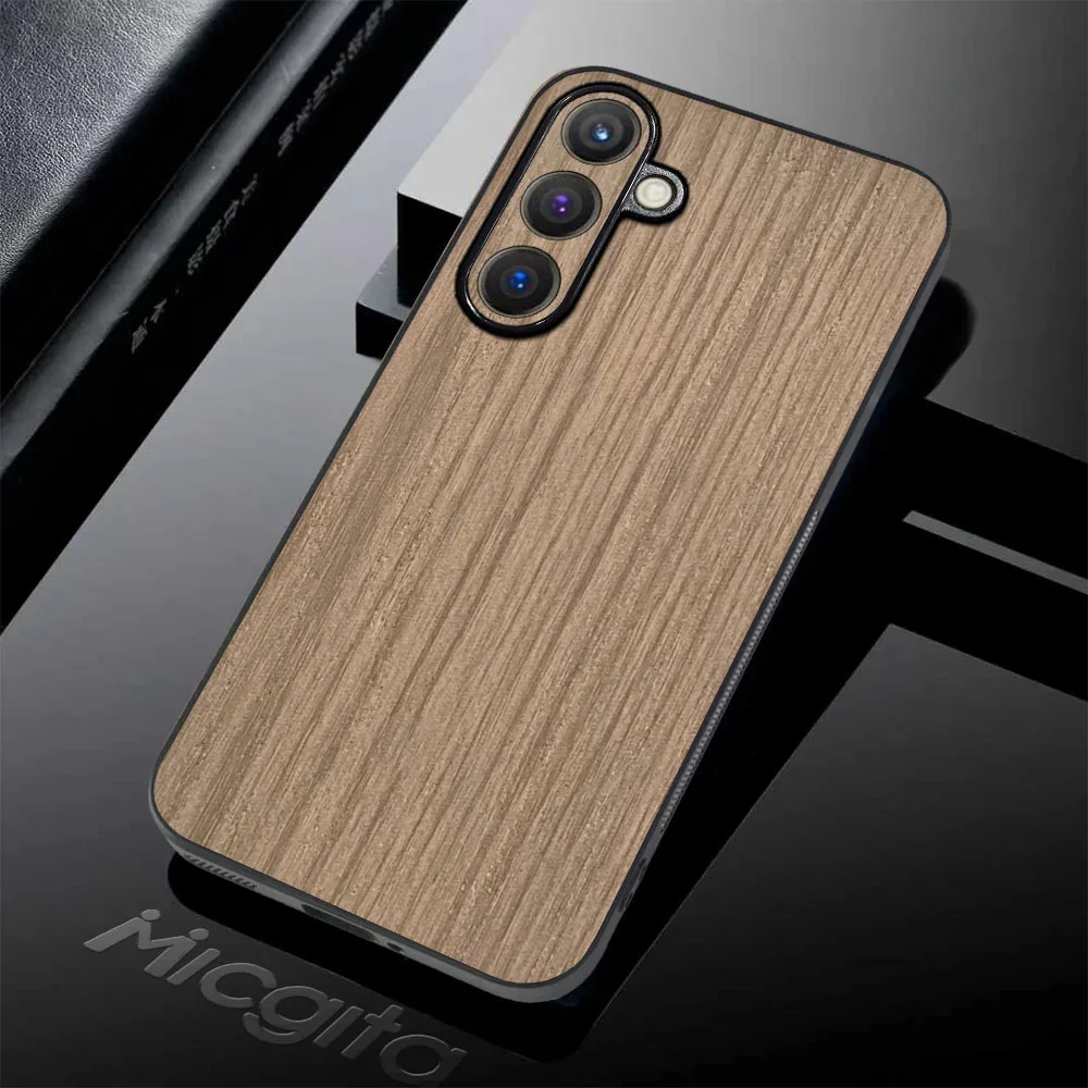 Wood Grain Case For Samsung Galaxy F36 Unique Natural luxury Leather Cover For Samsung F36 Case