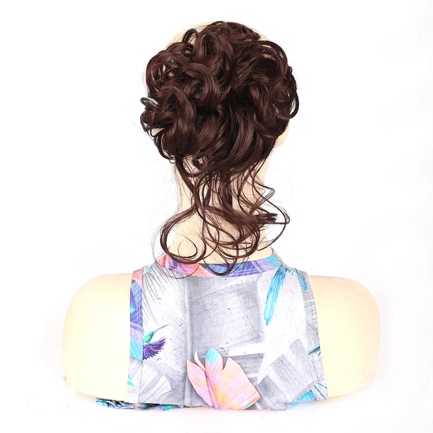 قطعة شعر طويلة فوضوية مجعدة على شكل كعكة، وصلة أوبدو مع رباط شعر مرن، ربطة شعر صناعية للاستخدام اليومي للنساء