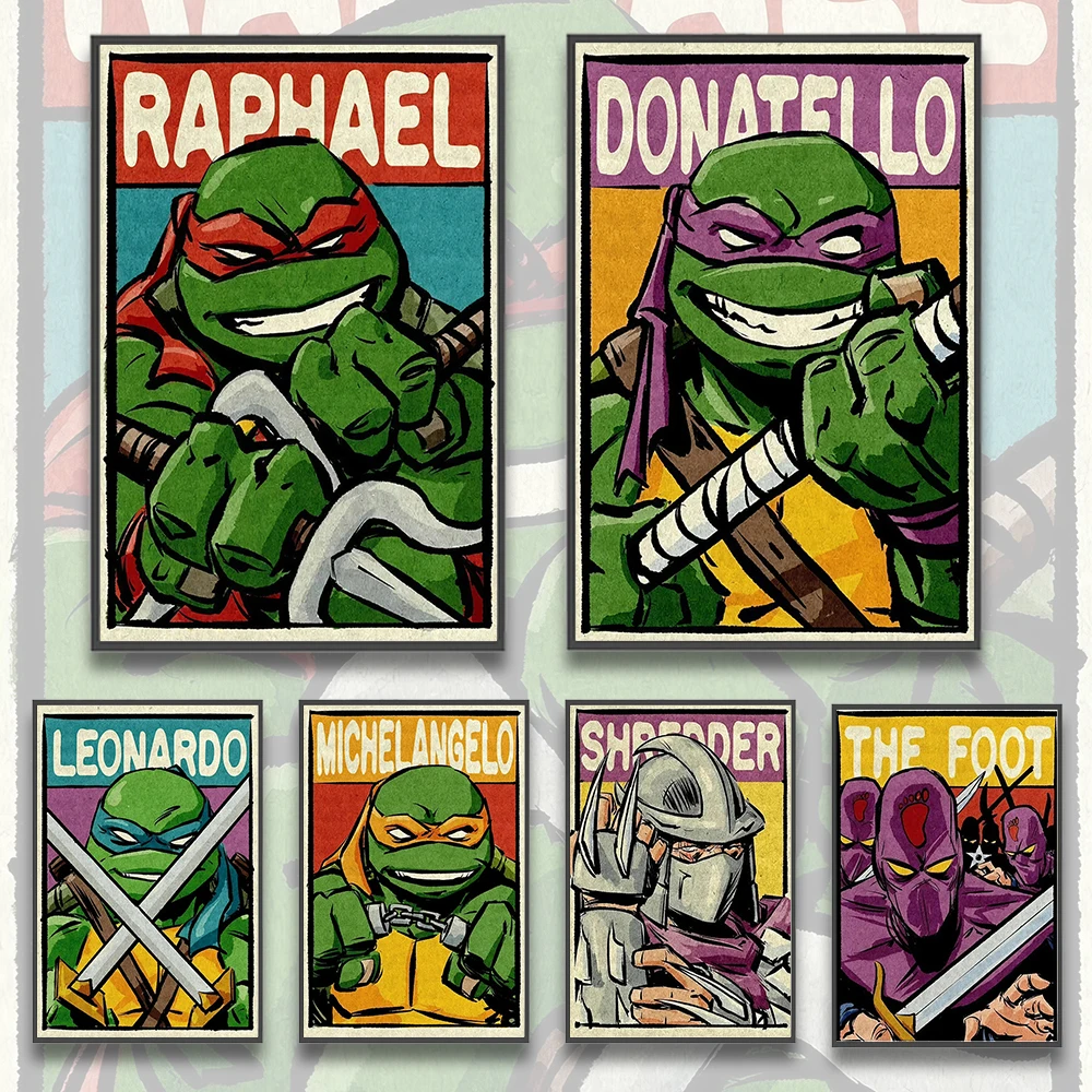 Ninja Anime Self-adhesive Poster Movie Wallpaper Raphael Figures Donatello Warrior Decor Stickers Home Decoration Painting Art