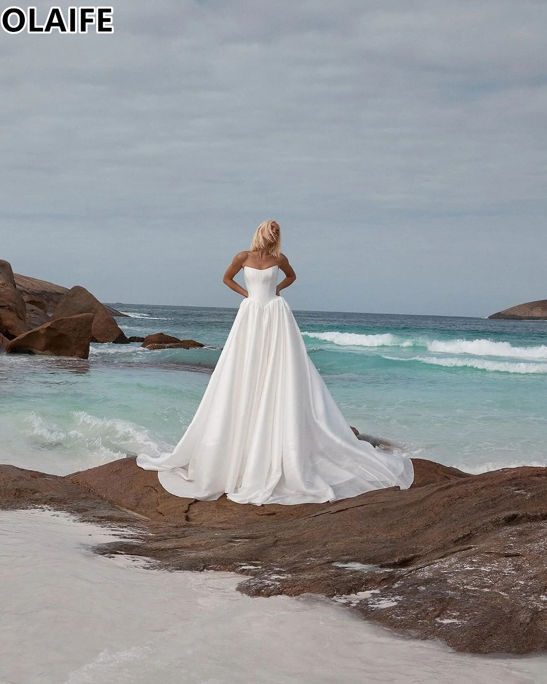 Vestidos de novia de línea A para playa, vestidos de novia elegantes para boda, vestidos de fiesta