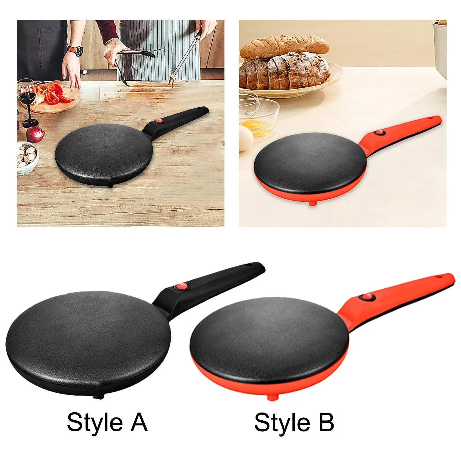 Электрическая машина для приготовления блинов с антипригарным покрытием, ручная длинная ручка для яиц, тортильев, блинов