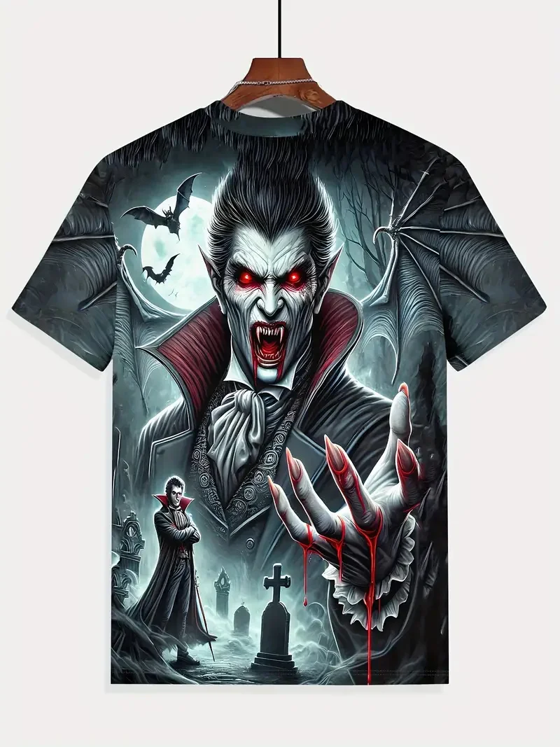 2024 حار بيع القوطي هالوين ثلاثية الأبعاد مطبوعة الرجال تي شيرت الرعب جوكر الجمجمة الجولة الرقبة قصيرة الأكمام للجنسين قمم تي شيرت رجل المحملة #4