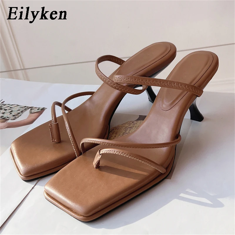 Eilyken 2024 New Summer Slipper Low Thin Heel Female Peep Toe Slides Sandal Vacation Women Flip Flops Mujer Shoes