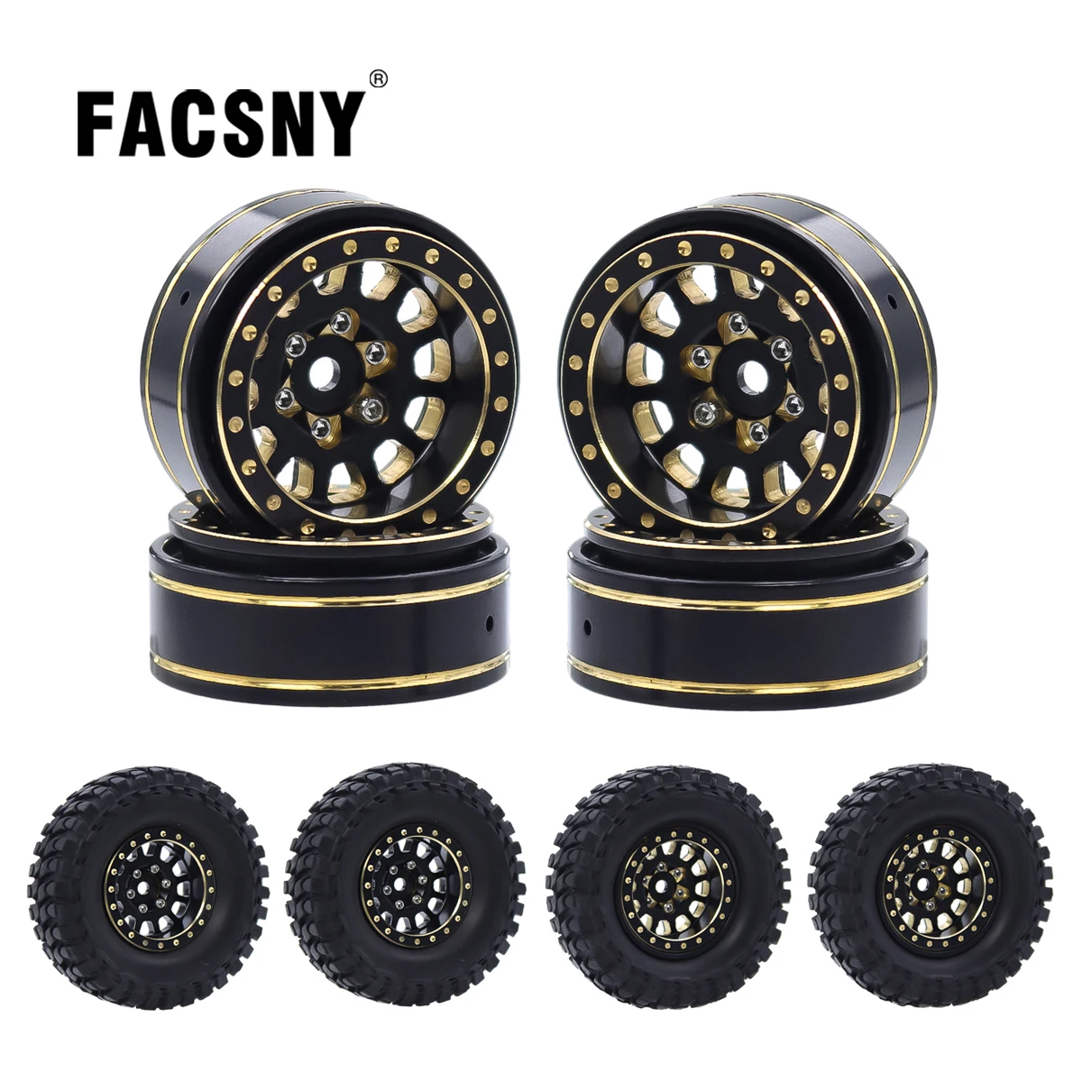 4PCS Brass 1.0 Inch Plus Beadlock Wheel Hub Rims for RC Crawler Car Axial 1/24 SCX24 FCX24 1/18 TRX4M Upgrade Parts