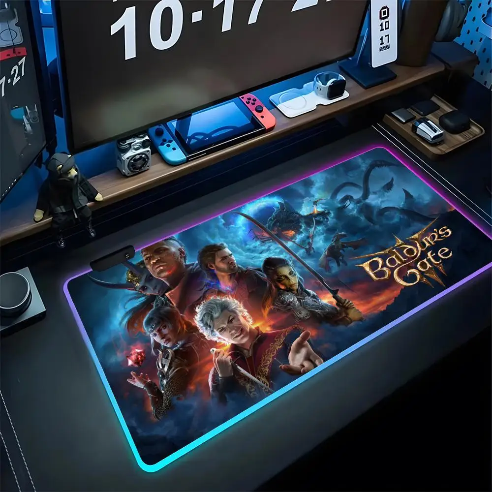 

Baldurs Gate 3 Mouse Pad Gaming Rgb Mousepad Backlit Keyboard Gamer Girl Xxl Laptop Mat Video Game Table Pads Deskpad
