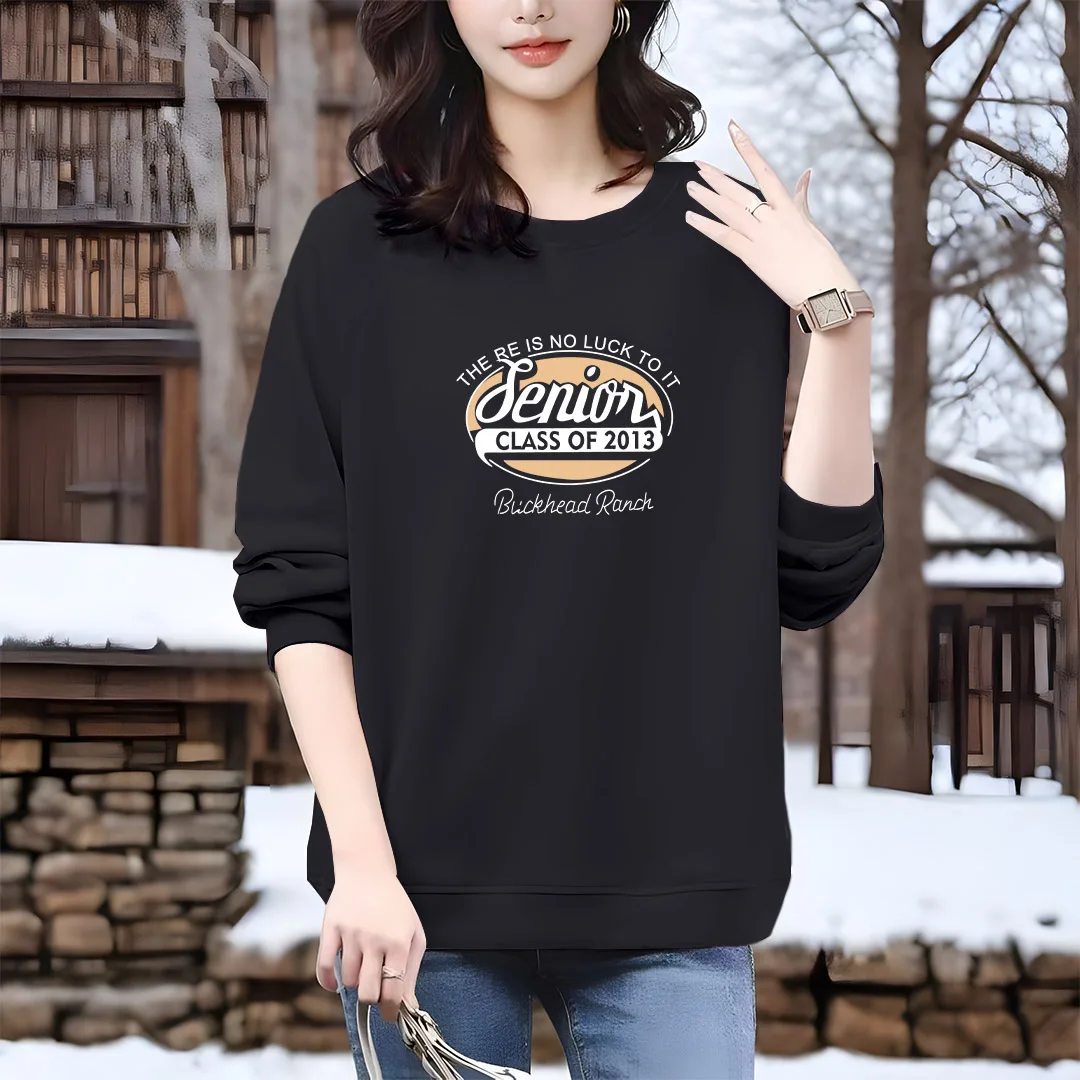 Women Clothing Vintage Printed Letter Pullovers Autumn New Fashion Casual Loose Sweatshirts Female Pure Cotton Hoodies