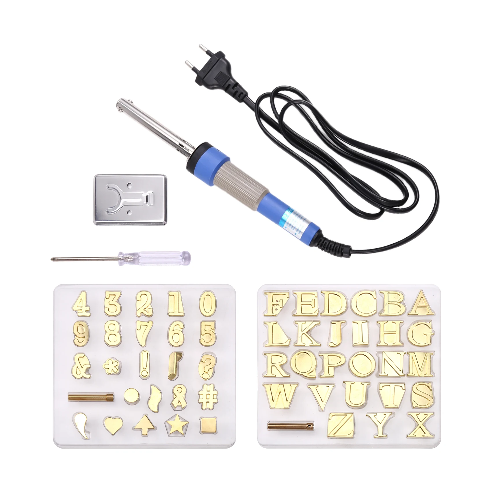 J1UL1N Wood Burning / Carving Set Letter Soldering Iron Pen DIY Tools Alphabet Number Template For DIY Embossing EU Plug