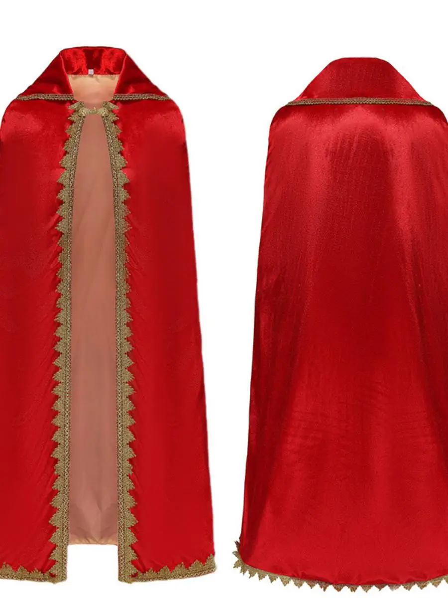 Disfraz de Príncipe Navideño de Doble Capa Rojo para Actuaciones, Traje de Cosplay Infantil para Escenario, Material de Polié...