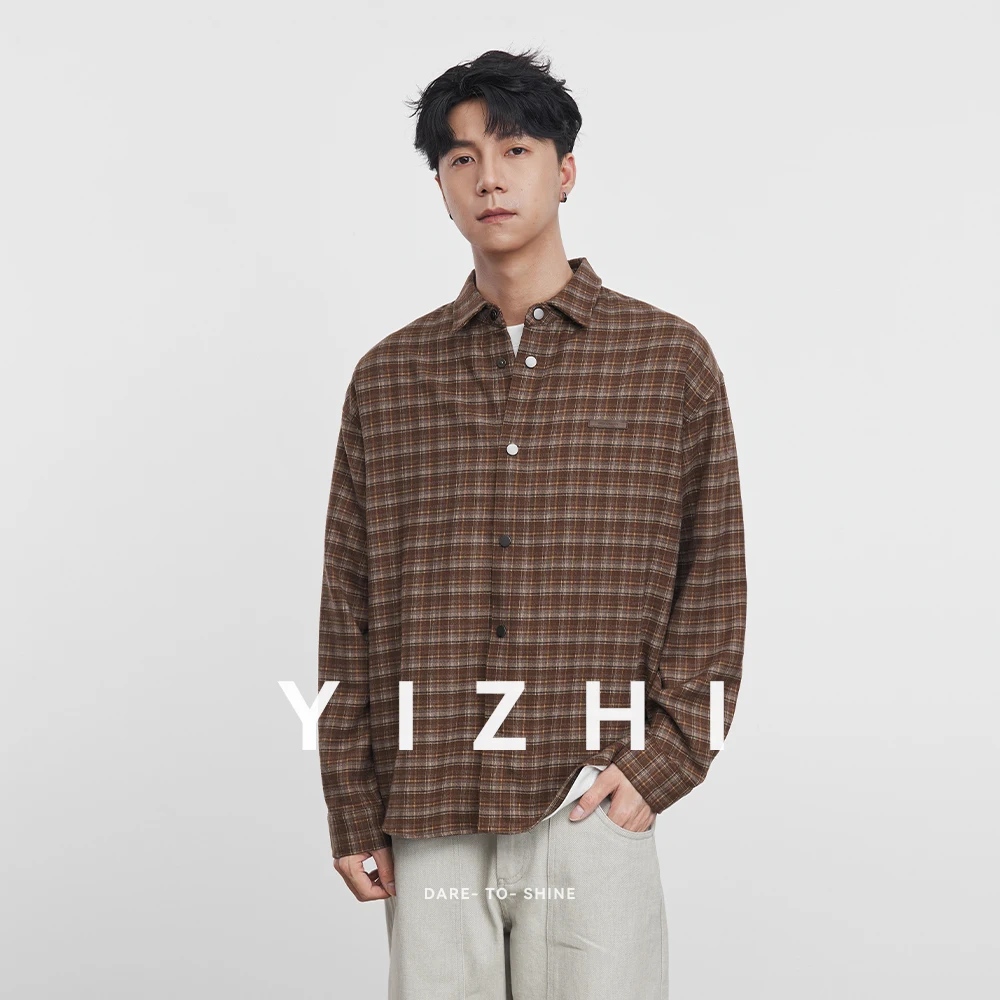 Fashion Men's Flannel Plaid Long Sleeve Shirt 2025 Spring and Autumn New Retro Trend Lapel Shirt Jacket Men's Jacket