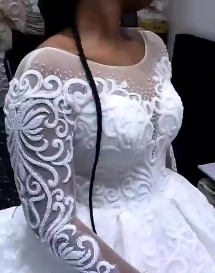 Personalizar vestido de baile de princesa africana mangas compridas vestido de casamento feito sob encomenda plus size renda appliqued vestido de noiva feito sob encomenda 202