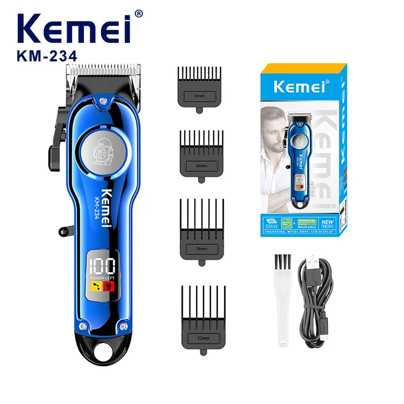 Kemei KM-234 Mini Men Electric Hair Clipper ในครัวเรือนไร้สายดิจิตอลจอแสดงผล Push Clipper ตัดผม Beard Trimmer แกะสลักเครื่อง