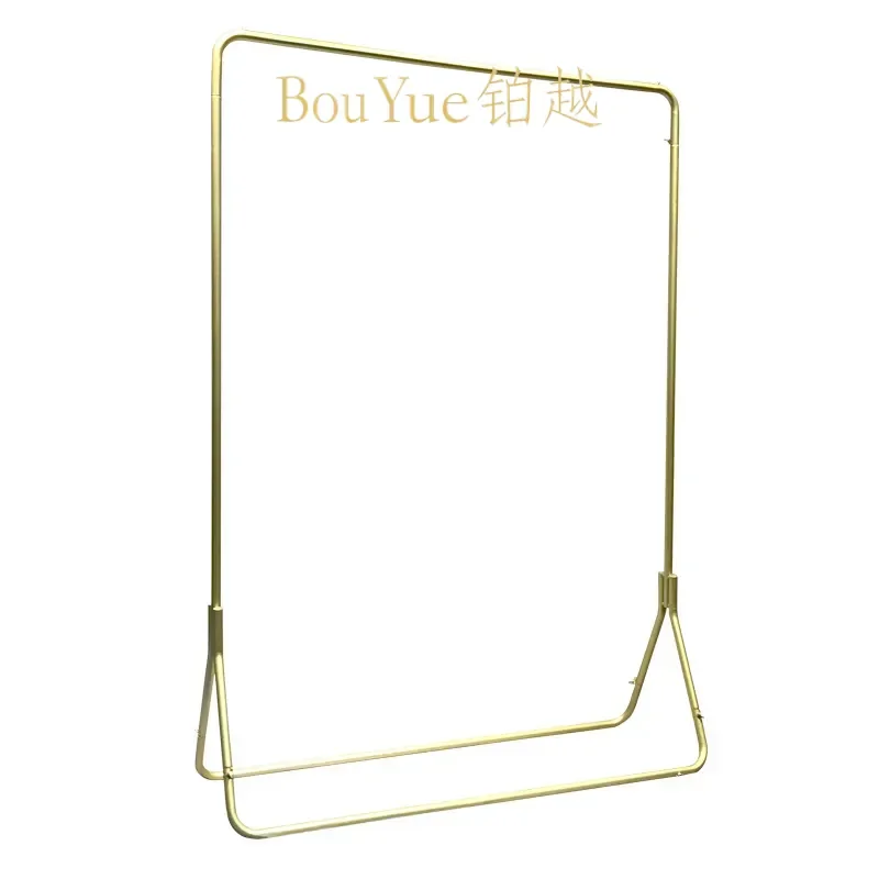 for Golden Wrought Iron Clothing Display Rack Floor to Ceiling Hanging Rack for Clothing Store Shop Fixture