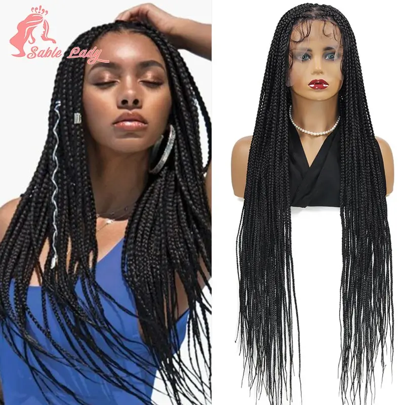 Synthetic Long Headband Box Braids Wig Full Lace Braided African Dreadlock Wig Synthetic Braiding Beauty Hair Wigs For Women/Men