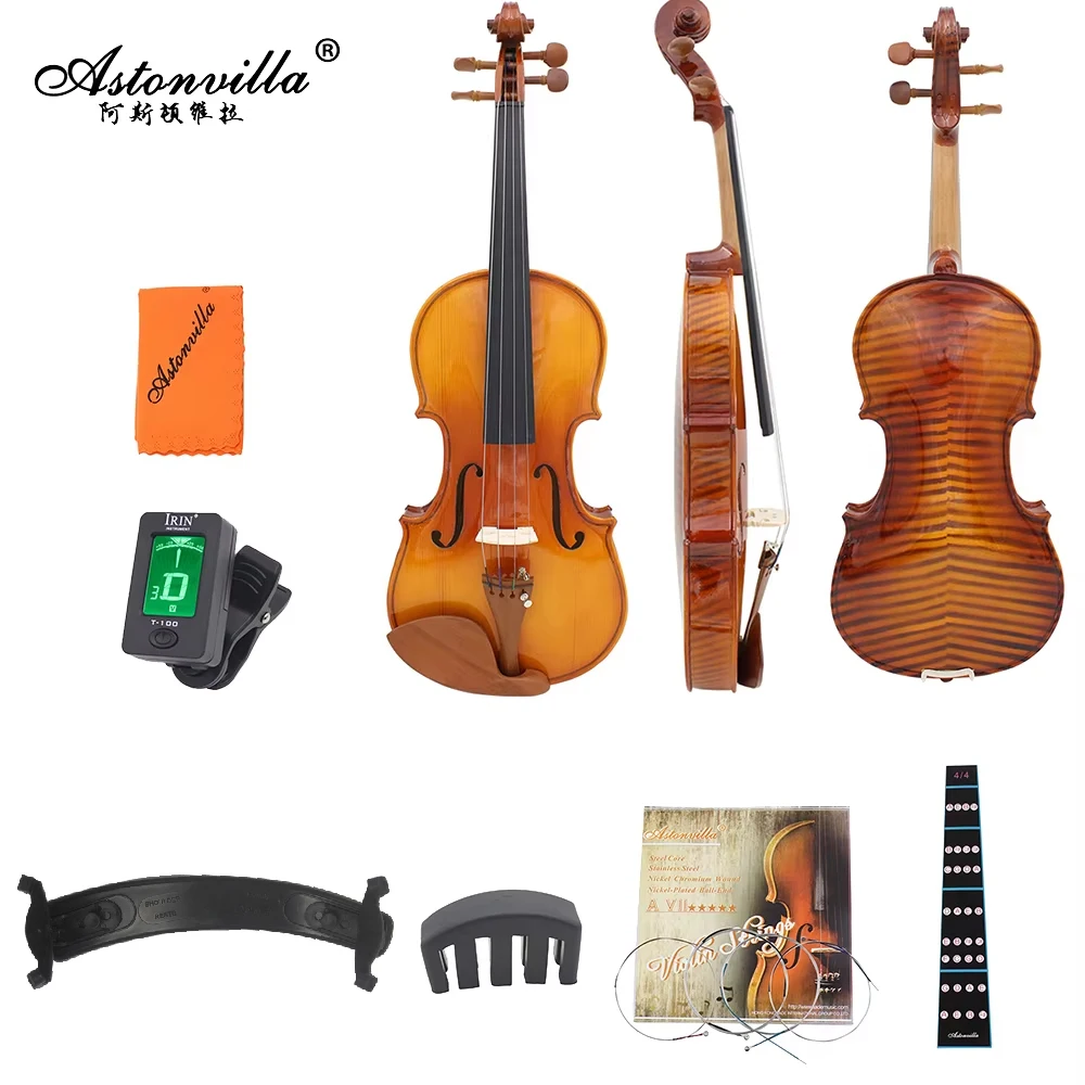 

Astonvilla Violin Spruce Panel Full Size 4/4-1/4 Maple Tiger Pattern Violin Handmade Stringed Instrument Fiddle With Accessories