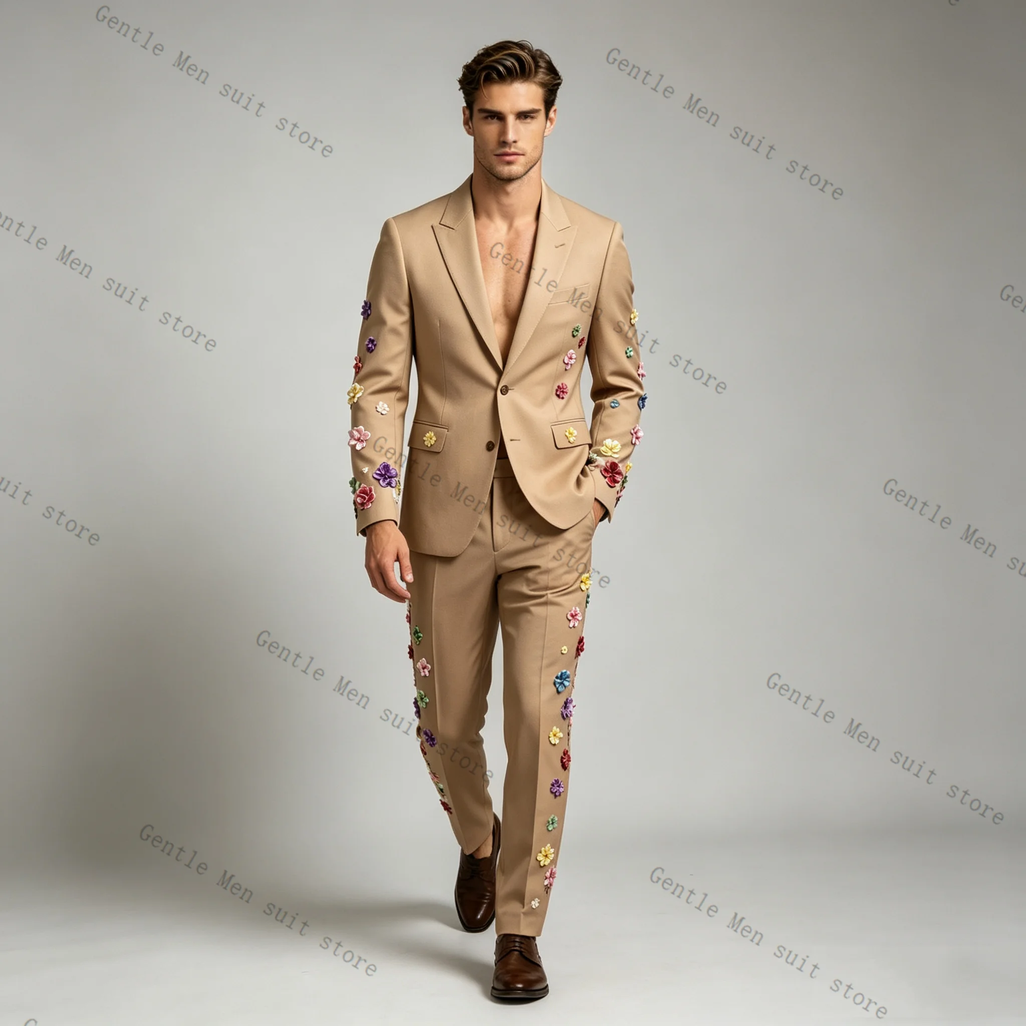 ชุดสูทผู้ชายสีกากี 2 ชิ้น เสื้ - Khaki Formal Wear Men บทวิจารณ์และราคา