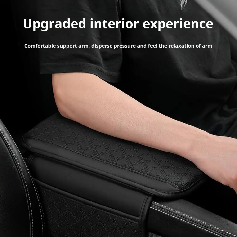 Car Center Console Cover with Storage Bag Wear Resistant Fine Stitching Easy to Install Universal Car Armrest Cover Cushion