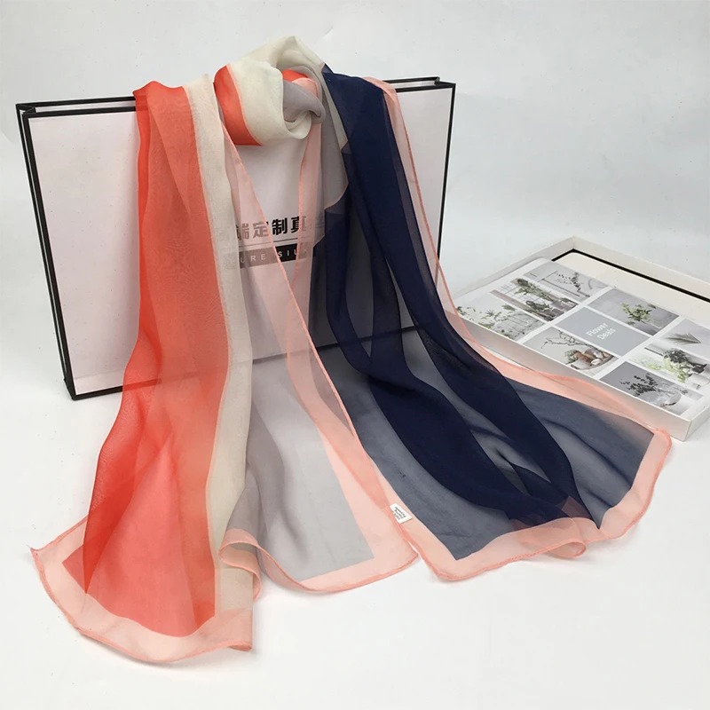 50*160cm Chiffon Soft Scarf Women Shawl Silk Scarves Thin Breathable Beach Sunscreen Floral Bandana Wrap HIjab Pashmina Wholesal