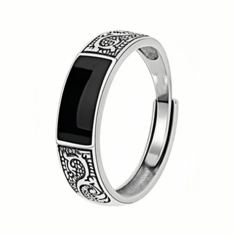 Vintage Ethnic Minimalist Dragon Pattern Adjustable Rings - Fashionable Men's Party Accessory Jewelry Gift image 2