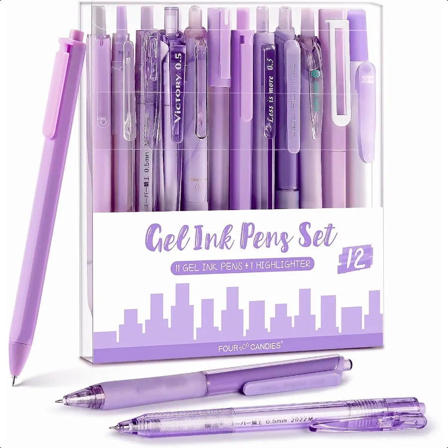 

Lavender Series Gel Pens Black Purple Ink Writing Pens with 0.5 mm Smooth Fine Point School Office Stationery plies Desk Accori
