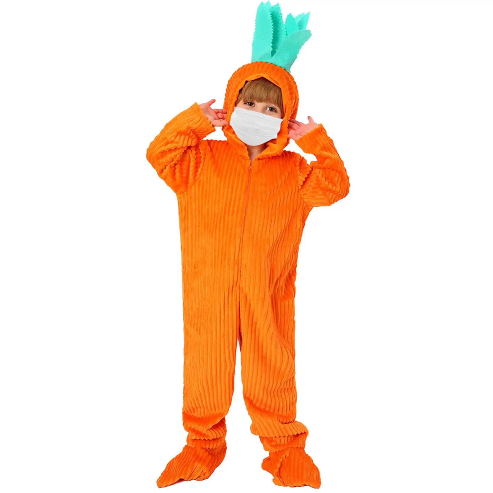 Kostium Marchewki dla Dzieci Chłopców Dziewcząt Śliczne Stroje na Halloween Piżamy na Imprezę Rozmiar S