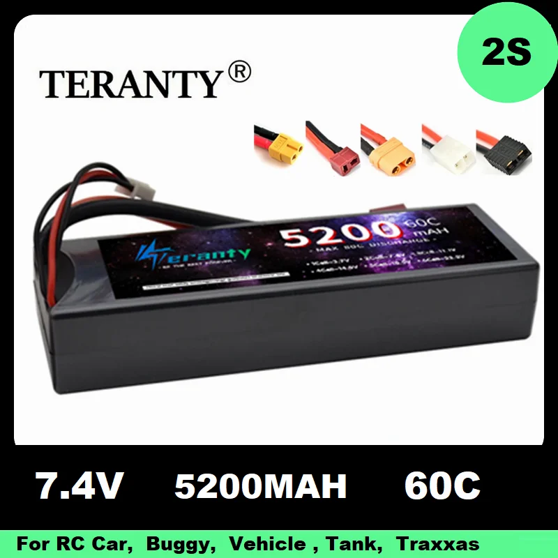 

Teranty Lipo аккумулятор 2s 5200 мАч 7,4 В 60C жесткий чехол с T TRX TAMIYA XT90 Разъем для радиоуправляемого автомобиля лодки вертолета грузовика Truggy Traxxas