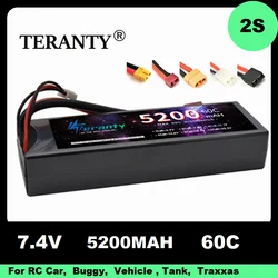 Teranty Lipo Battery 2s 5200mAh 7.4V 60C Hard Case With T TRX TAMIYA XT90 Plug For RC Car Boat Helicopter Truck Truggy Traxxas