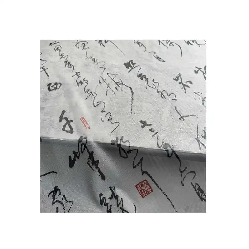 Ancient style cursive Chinese characters calligraphy gauze fabric Chinese style Hanfu poetry text skirt clothing designer fabric