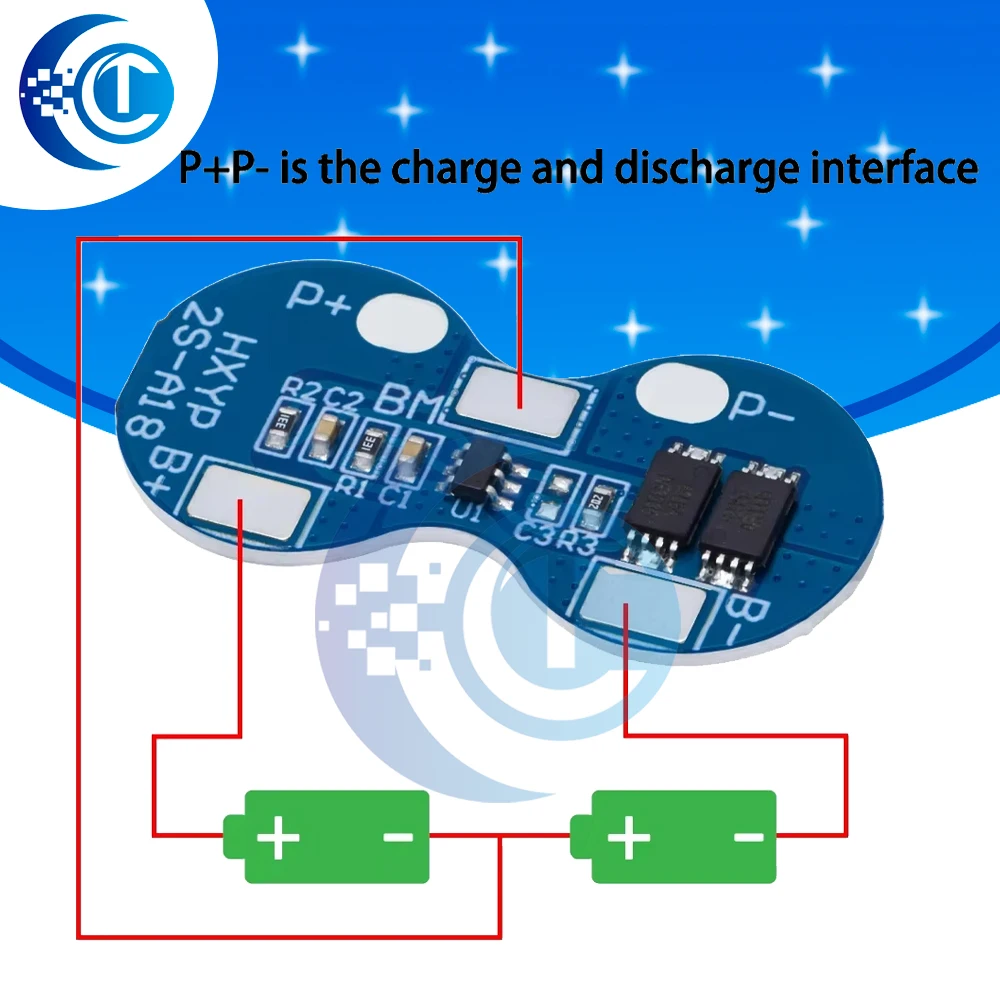 2S 7.4V 4A 18650 BMS Board Lithium‑ion Battery Protection Module Overcharge Overdischarge Short‑Circuit Protection