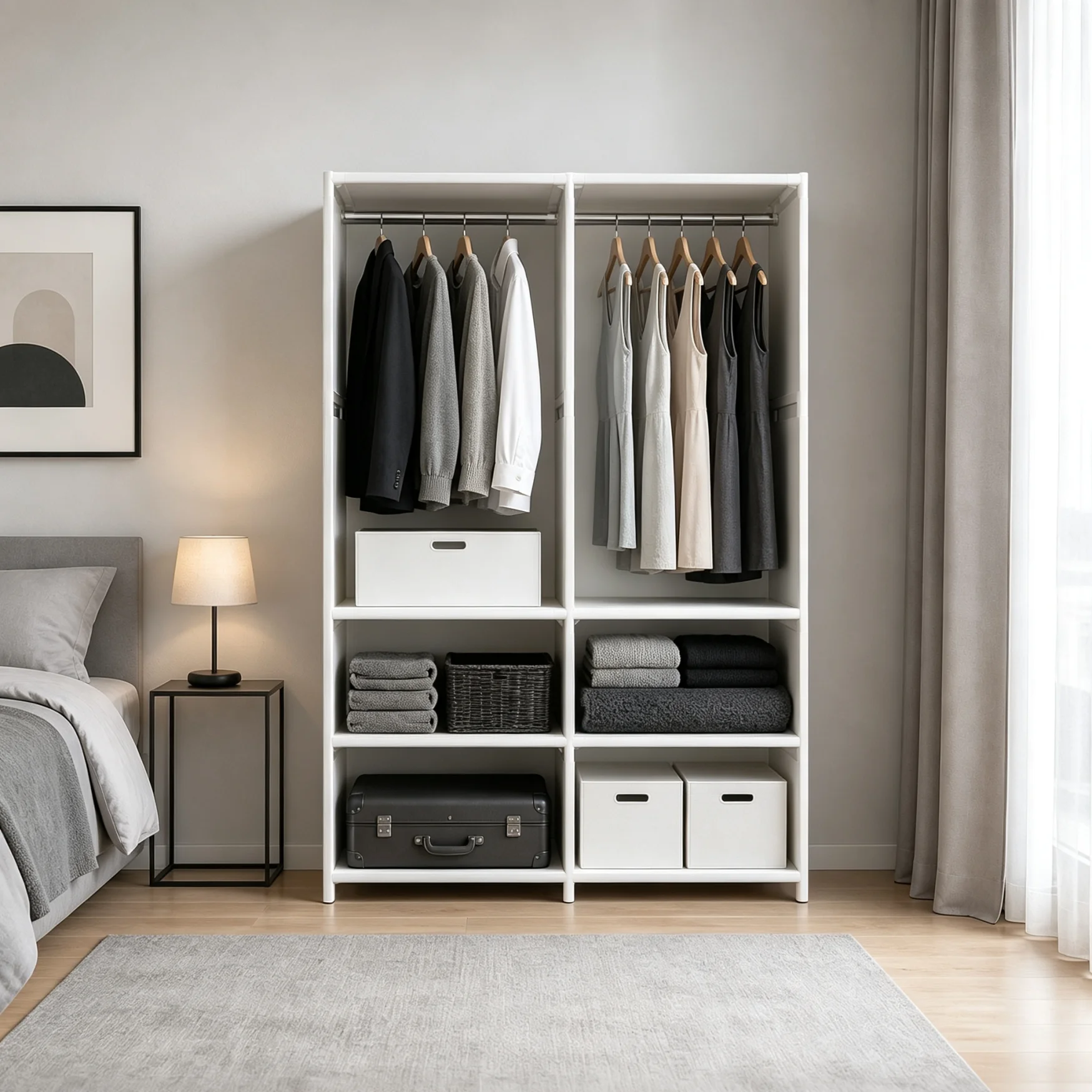 Large Capacity Freestanding Wardrobe Closet Organizer Thickened Garment Rack for Bedroom Dorm - Vertical Storage Solution
