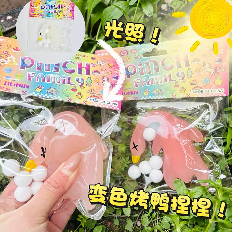 1/5 stücke Neue Taba Squishy Ideen Neuheit Lustige Sonnenlicht Farbwechsel Braten Ente Lebensmittel Spielzeug Mini Braten Ente Zappeln Spielzeug kinder Geschenke