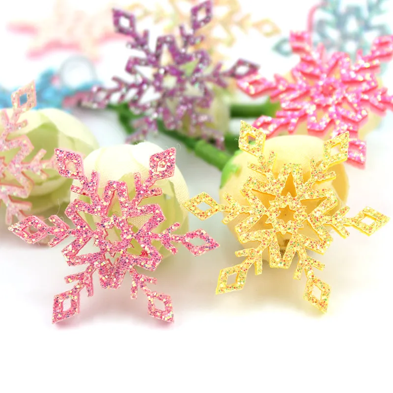 

54 шт 3,5 см рождественские снежинки войлочные аппликации для детских головных уборов заколки для волос украшения аксессуары оптом