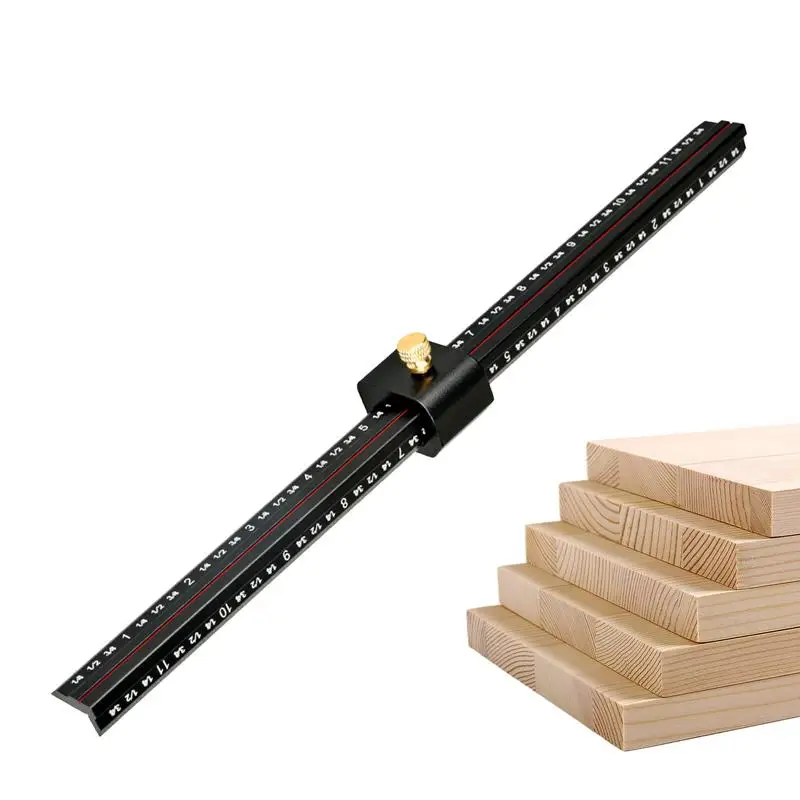 Woodworking Ruler With Slide Stops L-Type Marking Measuring Ruler Inch And Metric Adjustable Woodworking Ruler Precision