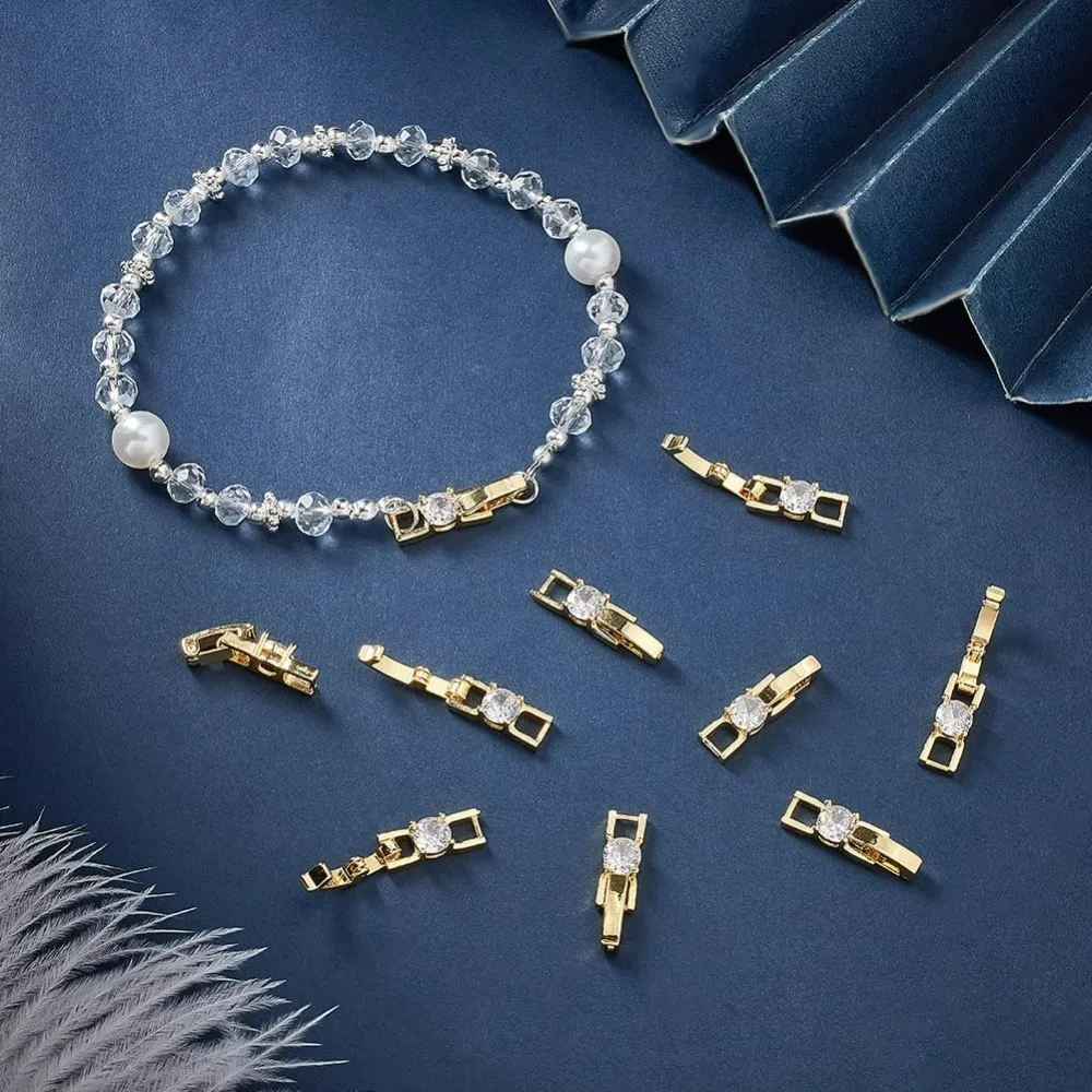 10 قطعة أضعاف أكثر من المشبك النحاس زركون تمديد المشبك المفاجئة قفل إغلاق نهاية قبعات ساعة مشبك مجوهرات #4