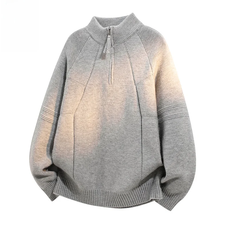 

Мужской повседневный вязаный свитер с высоким воротником, модный, весна 2026, брендовый, из мягкой смеси нейлона и полиэстера, теплый, толстый