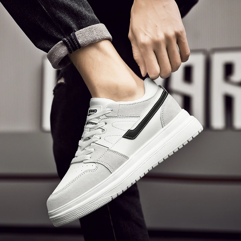 Spring 2025 Men's White Sneakers - Couple Style, Trendy & Versatile, Lightweight Breathable & Height-Increasing