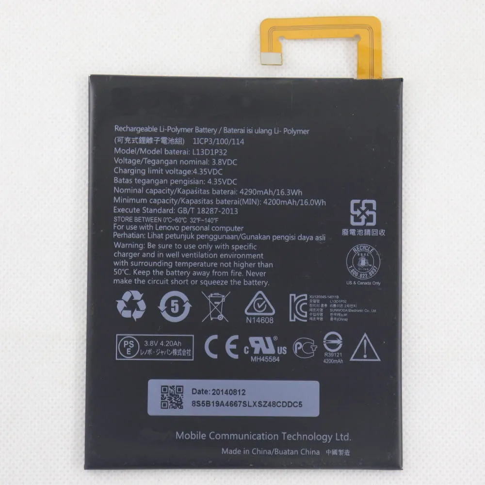 

Battery L13D1P32 4290mAh For Lenovo Lepad 8inch A8-50 A5500 S8-50 Tab 3 TB3-850F TB3-850M Batterie