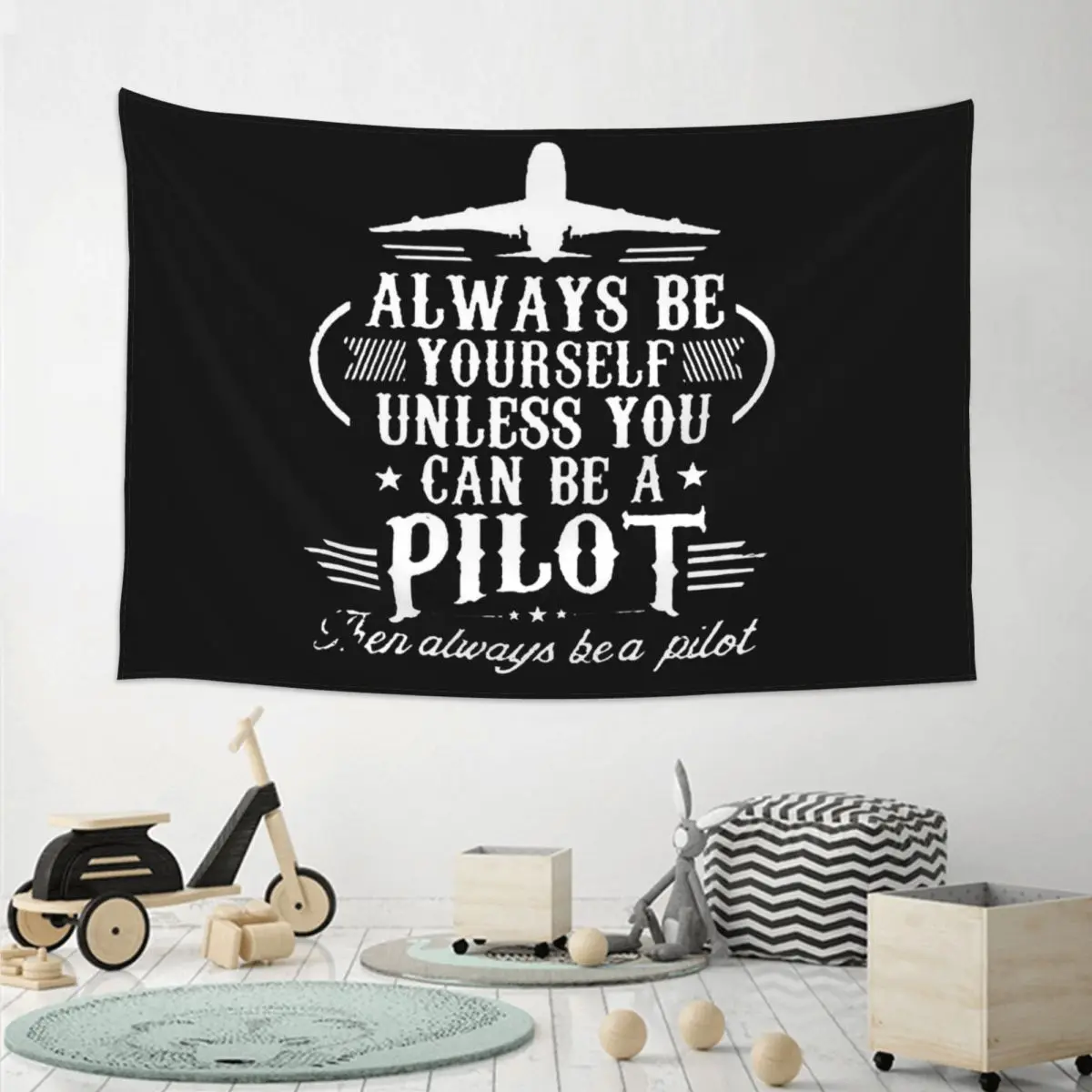 Born To Fly Captain Stripes Flight Pilot Aviation Aviator Airplane Tapestry Funny Wall Hanging Aesthetic Home Decor Tapestries