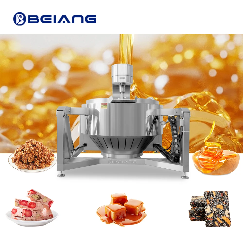 Commercial Planetary Industrial Cooking Mixer Automatic Tilting Jacketed Kettle With Stirrer