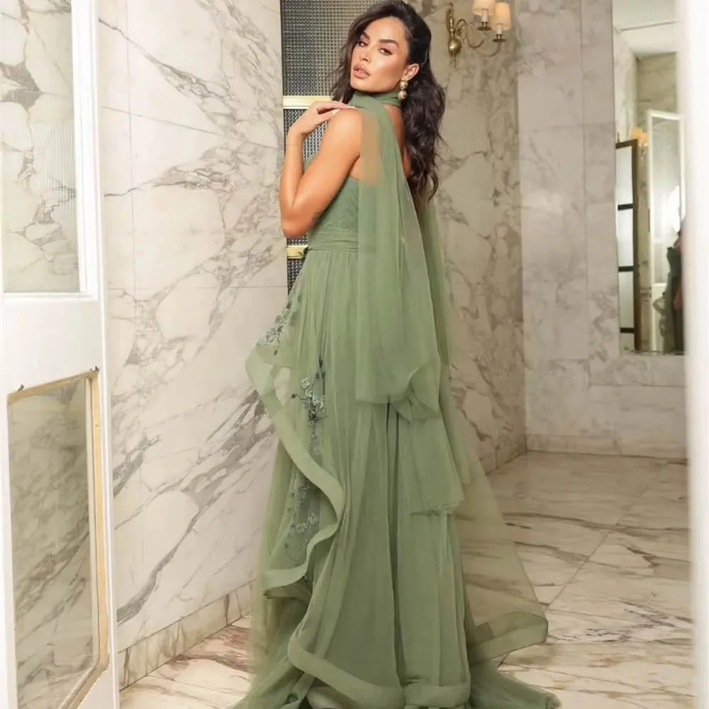 Robes de bal en Tulle à imprimé Floral personnalisées, avec écharpe, sans bretelles, robes de soirée formelles personnalisées, longueur au sol