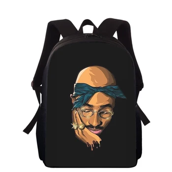 Rapper 2pac Sänger Tupac 15 Zoll 3D-Druck Kinderrucksack Grundschultaschen für Jungen Mädchen Rucksack Studenten Schulbuchtaschen