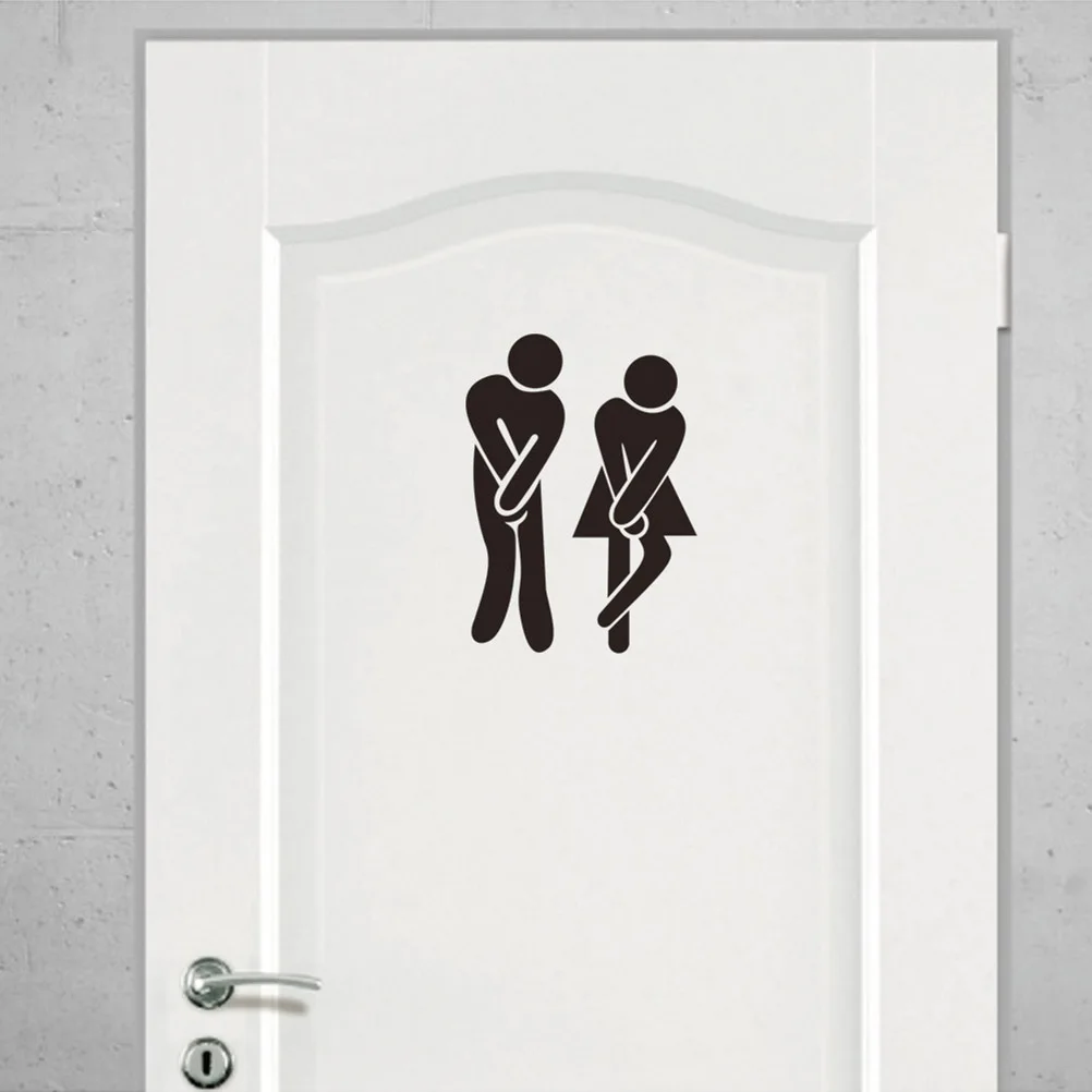 

6pcs Bathroom Decorative Stickers Funny Man Woman Wall Decals for Toilet Restroom Home Public Place Indoor Decoration