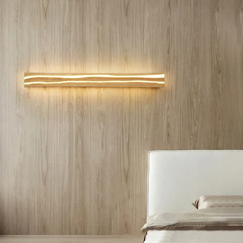 

Modern Mirror Led Light Wabi Sabi Nordic Cracked Wood Wall Lamp Bedside Lamp for Living Room Hallway Office Decoration Lamp