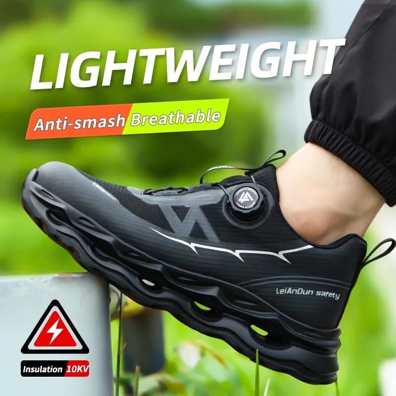 Leiandun été respirant hommes nouveau Anti-smash Anti-crevaison isolation léger bouton rotatif chaussures de sécurité
