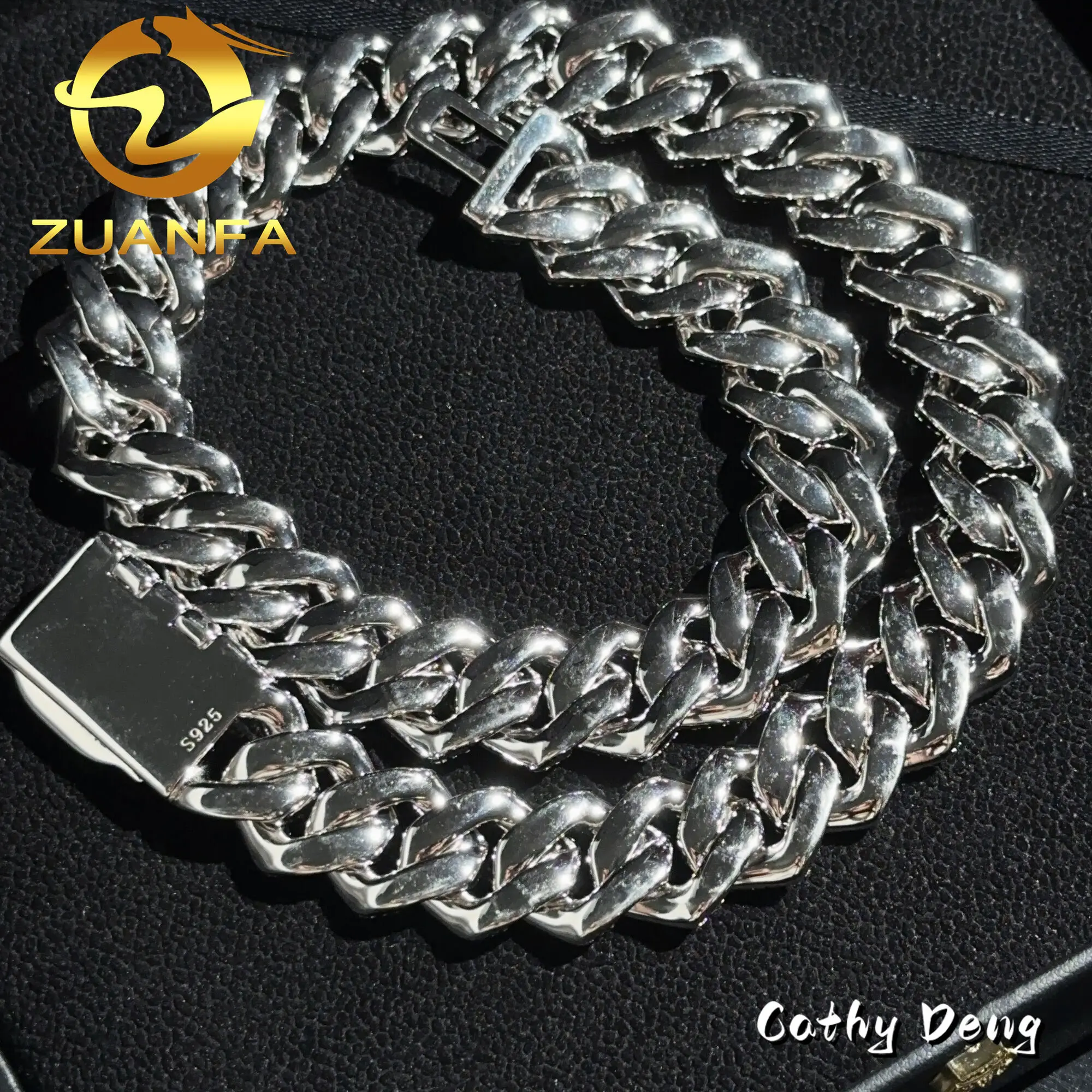 Bracelet à maillons cubains Moissanite en argent glacé, bijoux Hip Hop, testeur de passe, 3 rangées, 18mm, JOS925, en stock