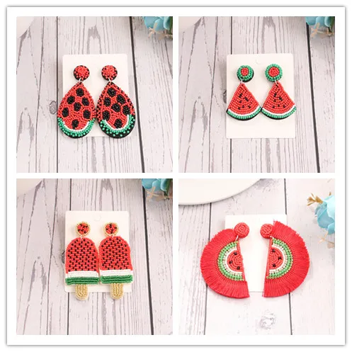 

New Trendy Boho Fruit Dangle Earrings Handmade Watermelon Earring Female Wedding Party Summer Jewelry 2023