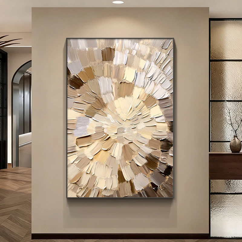 Original Art Factory Golden Textured Abstract Wall Art Handmade Oil Painting On Canvas Decorative Painting For Living Room