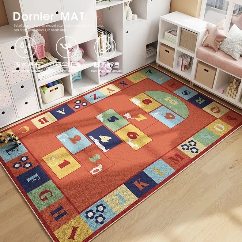 Hopscotch Area Rug Space Rocket Astronaut Number Printed Playroom Game Interactive Floor Carpet Mat