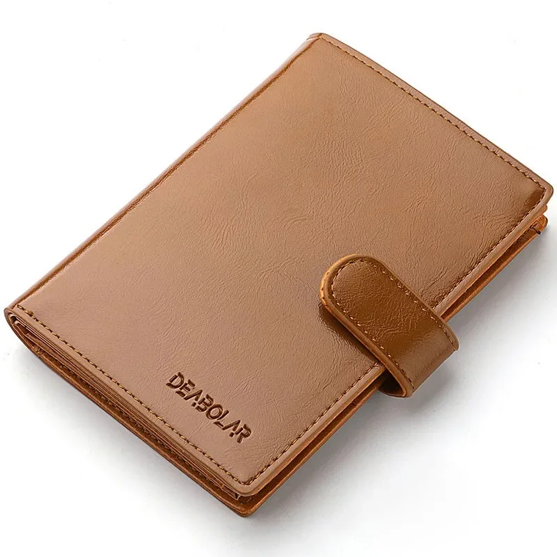 Billetera corta informal para hombre, monedero con cremallera, monedero con broche, funda pequeña para pasaporte