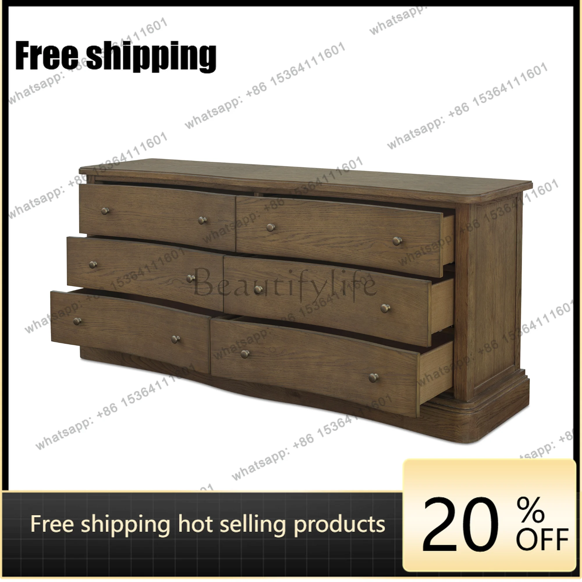 Factory Direct American Solid Wood Side Cabinet Living Room Storage Home Storage Cabinet